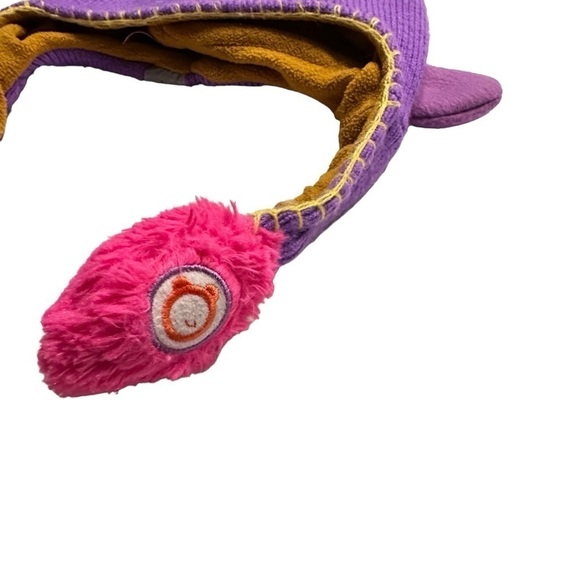 Flipeez Winking Kitty Cat Purple Pink Knit Hat with Moveable Tail Size OS - Picture 5 of 10